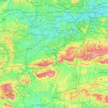 Surrey topographic map, elevation, terrain