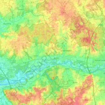 North Rhine-Westphalia topographic map, elevation, terrain