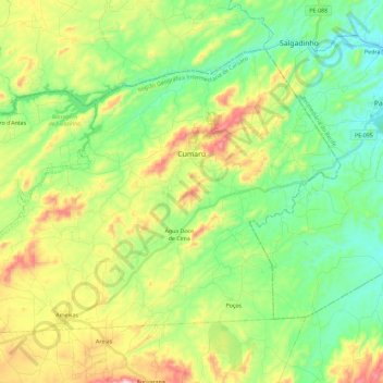 Cumaru topographic map, elevation, terrain