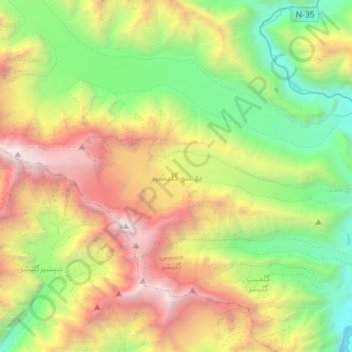 Passu Glacier topographic map, elevation, terrain