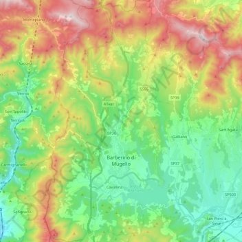 Barberino di Mugello topographic map, elevation, terrain