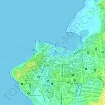 Malindi topographic map, elevation, terrain