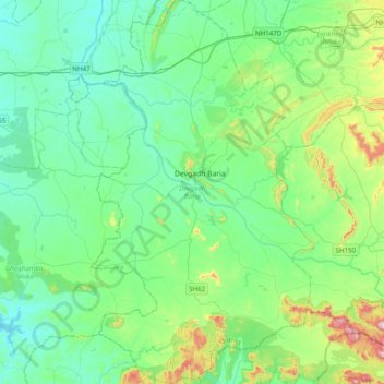 Devgadh Baria topographic map, elevation, terrain