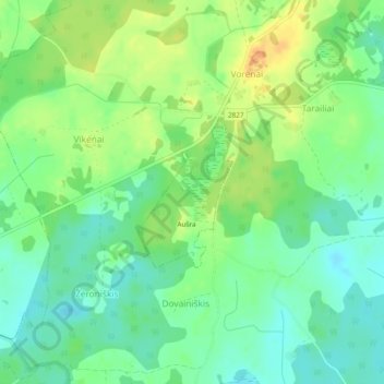 Aušra topographic map, elevation, terrain