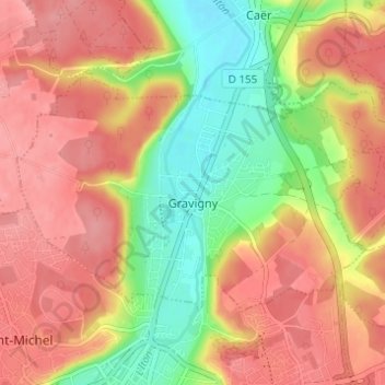 Gravigny topographic map, elevation, terrain