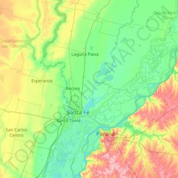 Departamento La Capital topographic map, elevation, terrain