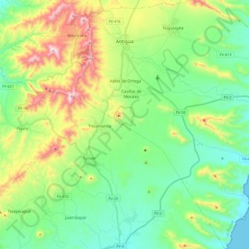 Antigua topographic map, elevation, terrain