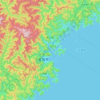 Kihoku topographic map, elevation, terrain