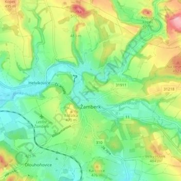 Žamberk topographic map, elevation, terrain