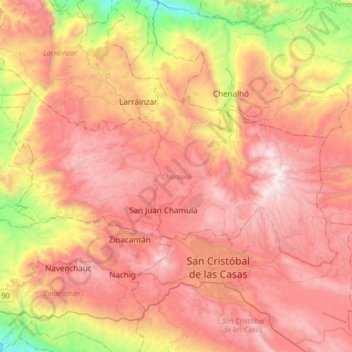 Chamula topographic map, elevation, terrain