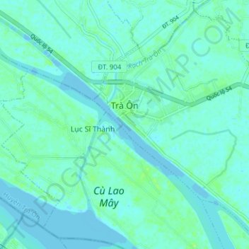 Tra On topographic map, elevation, terrain