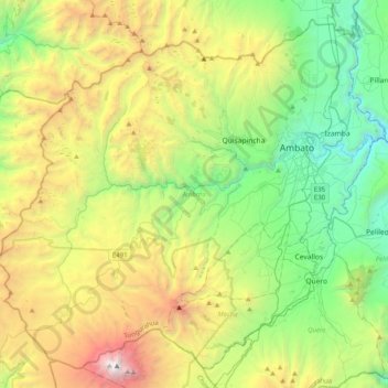 Ambato topographic map, elevation, terrain