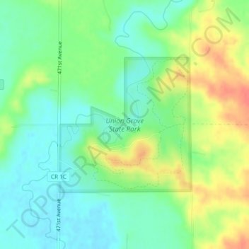 Union Grove State Park topographic map, elevation, terrain