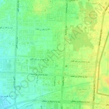 Al Jimi topographic map, elevation, terrain