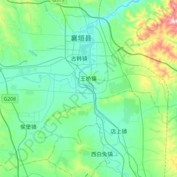 Wangqiao topographic map, elevation, terrain