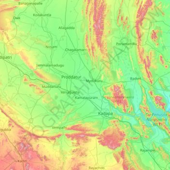 YSR topographic map, elevation, terrain