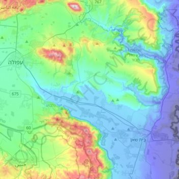 Gilboa Regional Council topographic map, elevation, terrain