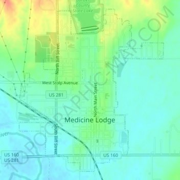 Medicine Lodge topographic map, elevation, terrain