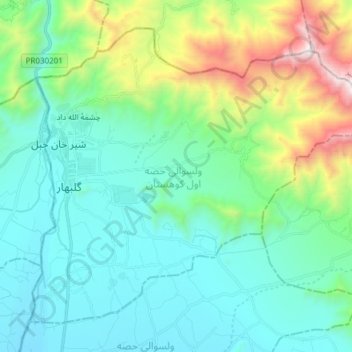 Hesa Awal Kohistan topographic map, elevation, terrain