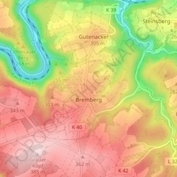 Bremberg topographic map, elevation, terrain