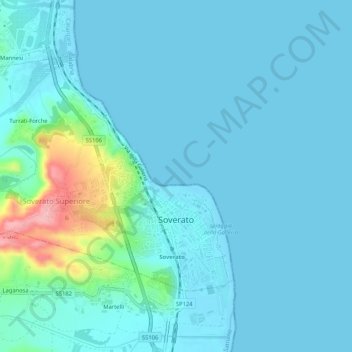 Soverato topographic map, elevation, terrain