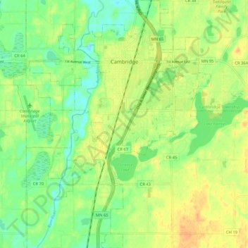 Cambridge topographic map, elevation, terrain