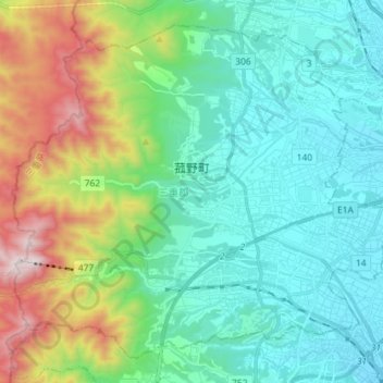 Komono topographic map, elevation, terrain