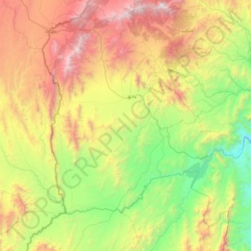 Lower South Waziristan District topographic map, elevation, terrain