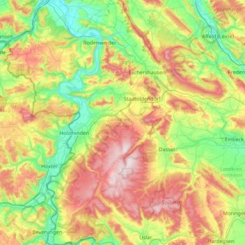 Landkreis Holzminden topographic map, elevation, terrain