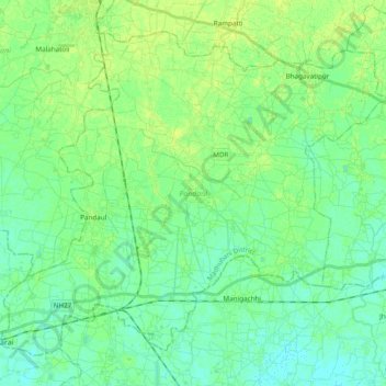 Pandaul topographic map, elevation, terrain