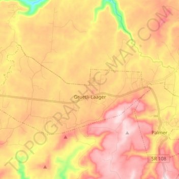 Gruetli-Laager topographic map, elevation, terrain