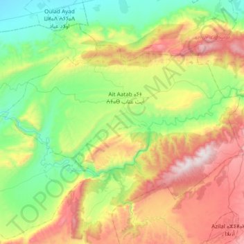caïdat d'Aït Aatab topographic map, elevation, terrain