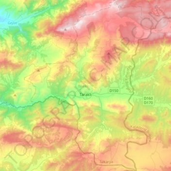 Taraklı topographic map, elevation, terrain