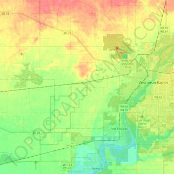 Town of Seneca topographic map, elevation, terrain