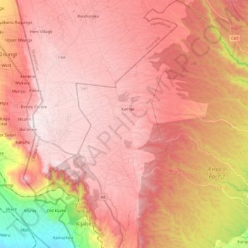 Kinale ward topographic map, elevation, terrain
