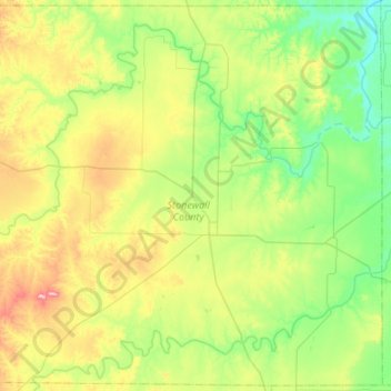 Stonewall County topographic map, elevation, terrain