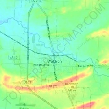 Waldron topographic map, elevation, terrain