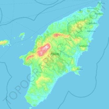 Δήμος Ρόδου topographic map, elevation, terrain