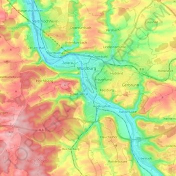 Würzburg topographic map, elevation, terrain