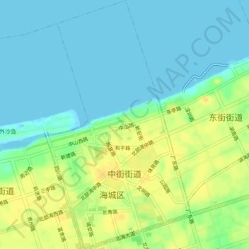 Zhongjie Subdistrict topographic map, elevation, terrain