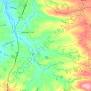 Marhamchurch topographic map, elevation, terrain