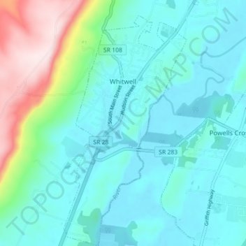 Whitwell topographic map, elevation, terrain