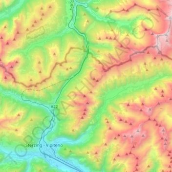 Brenner - Brennero topographic map, elevation, terrain