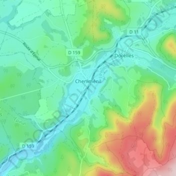 Cheniménil topographic map, elevation, terrain