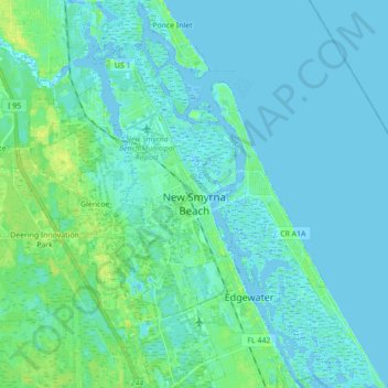New Smyrna Beach topographic map, elevation, terrain