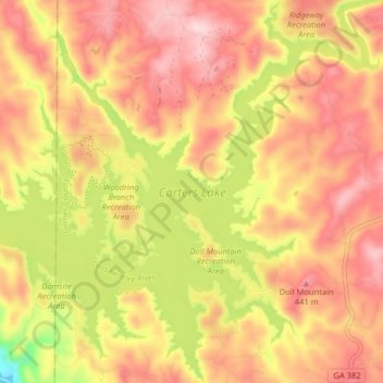 Carters Lake topographic map, elevation, terrain