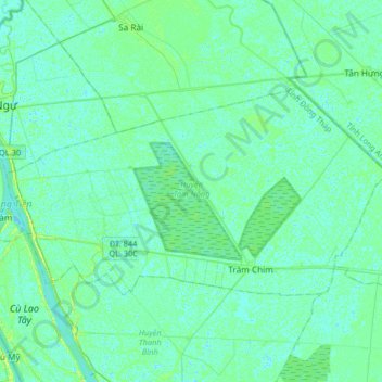 Tam Nông District topographic map, elevation, terrain