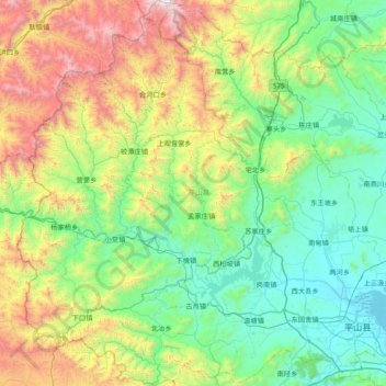 Pingshan County topographic map, elevation, terrain