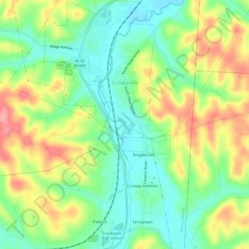 Crooksville topographic map, elevation, terrain