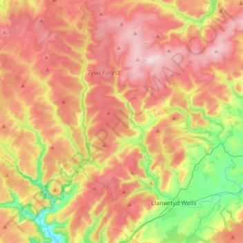 Llanwrtyd Wells topographic map, elevation, terrain